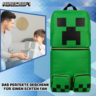 Дитячий рюкзак Minecraft Creeper для хлопчиків, шкільний рюкзак для спорту та прогулянок, зелений 3D, 46 x 21 x 18.5 см