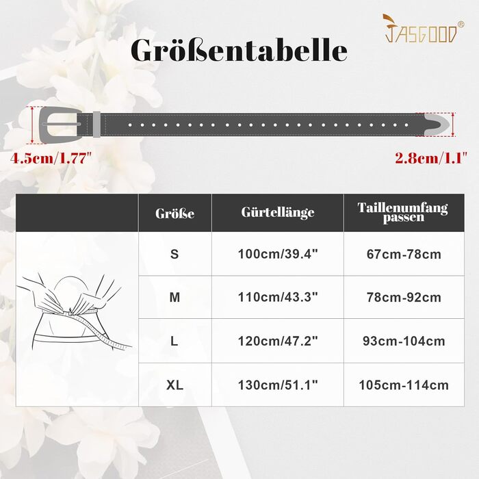 Жіночий шкіряний ремінь JASGOOD з золотою пряжкою, вінтажний панк-рок, модний ремінь з шипами для джинсів та повсякденного носіння, класичний чорний, 130 см: для розміру 105-114 см