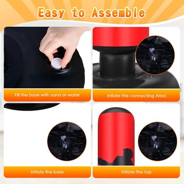 Боксерський мішок для дітей Ninonly з рукавичками та насосом. Ідеально для дому, вулиці, спортзалу від 6 років. Червоний.