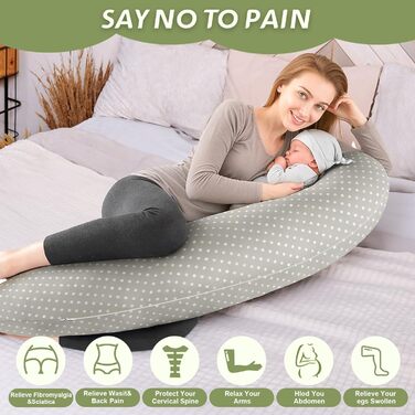 Подушка для вагітних Ezvsevuo Stillkissen XXL - подушка для сну на боці з бавовняним чохлом - сіра