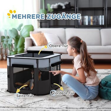 PawHut® Вольєр для цуценят, огорожа для собак, вольєр-загон, сірий, 74 x 60 x 45 см