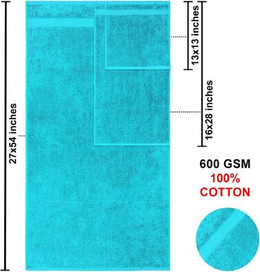 Набір махрових рушників American Bath Towels з 100% бавовни, 6 предметів, ультрам'які та гігроскопічні, колір аквамарин (2 банні, 2 для рук, 2 для обличчя)