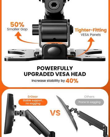 Кріплення для монітора ErGear 2 монітори, вертикальне, чорне, VESA 75x75/100x100mm, до 9кг