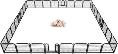 Металевий вольєр для собак, 61 см висоти, ідеальний загін для собак великих, середніх та малих порід, для використання в приміщенні та на вулиці, підходить для кемпінгу, двору та автодому (32 панелі, висота: 81,3 см)