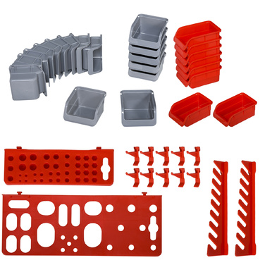 Tool Wall Tool Holder Red Gray 63.5x22.5x95.5 cm for Garage Workshop Organization System