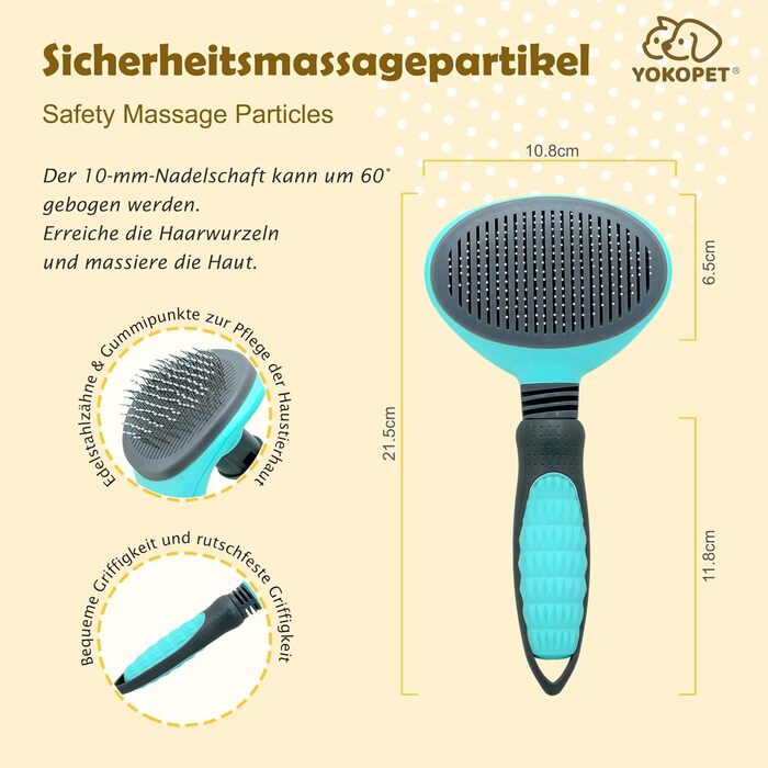 Щітка для собак та котів, видалення підшерстка, для довгої та короткої шерсті, зелена/блакитна