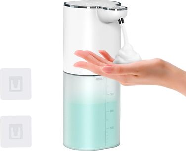 Автоматичний дозатор мила 400 мл з підзарядкою та кріпленням на стіну, 4 рівня, IPX5, електричний, для кухні та ванної кімнати, білий, рідинний/пінний тип