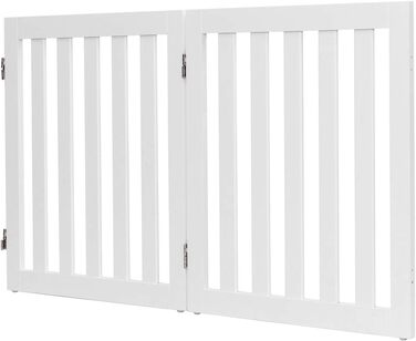 Захисний бар'єр для собак COSTWAY 60см, дерев'яне огорожа, дитяче ворота, розкладні, для сходи, білий (2 панелі)