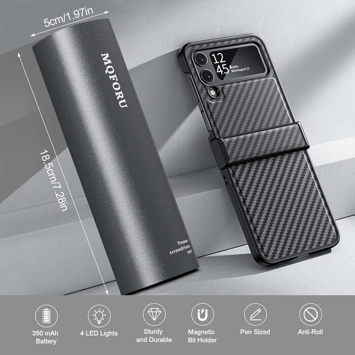 Набір мініатюрних електричних викруток MQFORU 78 в 1 з 72 бітами, 5 режимів крутного моменту, LED-підсвічуванням для ремонту телефонів, годинників, камер