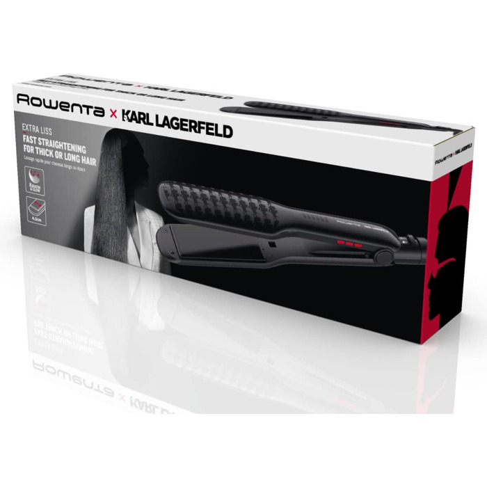 Випрямляч для волосся Rowenta x Karl Lagerfeld SF411L Extra Liss з керамічним покриттям, чорний
