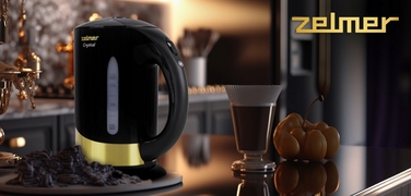 Електричний чайник Zelmer ZCK7630 Crystal Gold, 2200 Вт, 1,7 л, чорний