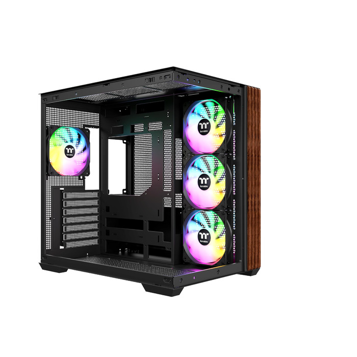 Корпус Thermaltake View 380 Wood Black ATX Mid-Tower з RGB підсвічуванням, білий, з вентиляторами та USB-C