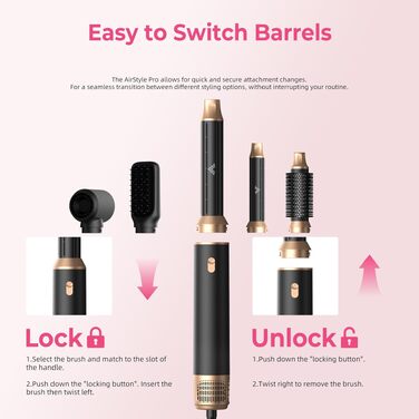 Мультистайлер для волосся 5 в 1 Atopskins Air Styler 1000W: фен-щітка, вирівнювач та плойка для сушіння, завивки та гладкого волосся (Darkschwarz)