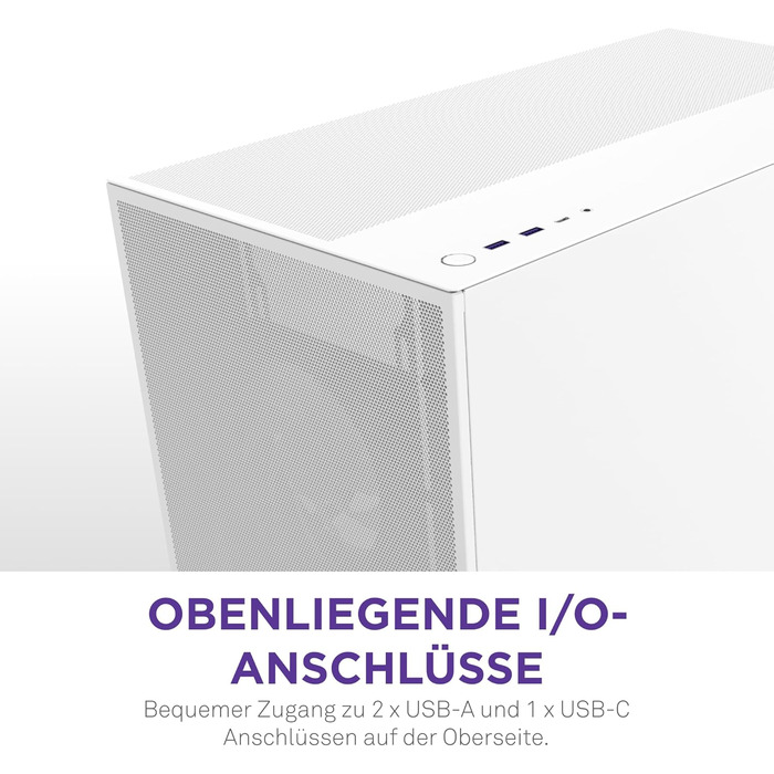 Корпус NZXT H7 Flow для ПК ATX з покращеною вентиляцією | Підтримка до 3 x 120 мм вентиляторів для охолодження GPU | 3 x 120 мм фронтальні вентилятори | Підтримка радіатора 420 мм | Flow 2024, білий