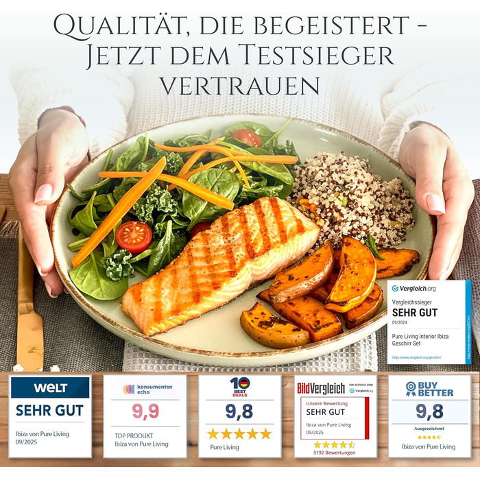 Набір посуду Steingut Rustic 24 шт. для 6 осіб: м'ятно-зелений сервіз Pure Living (м'ятний колір, сільський стиль)