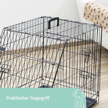 Kerbl Pet Gittertransportbox для собак, 76x54x64 см, складана, металева, з двома дверцятами, для подорожей та дому (Чорний)