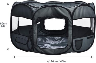 Amazon Basics Octagon Portable Pet Playpen - 114cm Grey