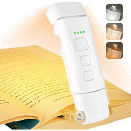 LED-лампа для читання з кліпсою, перезарядна, 3 режими температури кольору, USB, гнучка на 360°, для читання в ліжку, ідеально для книголюбів та дітей
