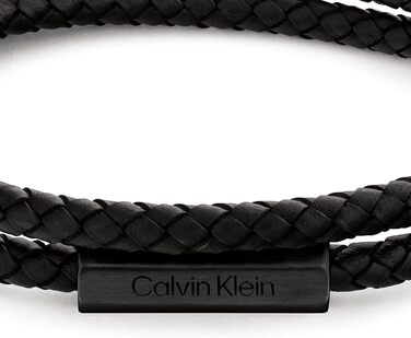 Чоловічий шкіряний браслет Calvin Klein LATCH Black подвійне обплетення