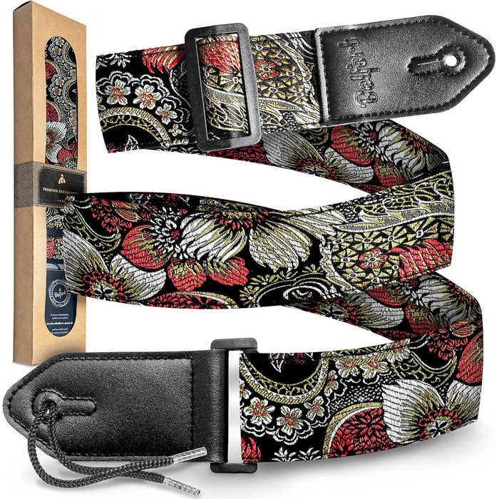 Гітарний ремінь Belfort® для електрогітари, акустичної гітари, бас-гітари та укулеле - для дорослих та дітей. З мікрофібри + E-BOOK