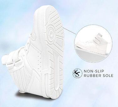 Жіночі баскетбольні черевики Lucky Step з кріпленням на липучці - стильні кросівки з екошкіри (37 EU, Білий)