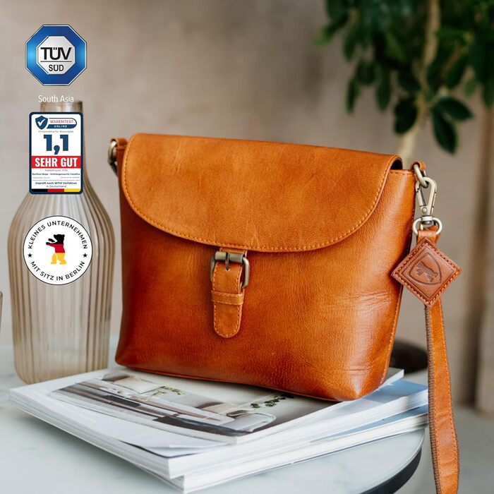 Сумка жіноча через плече Berliner Bags Catalina Vintage коричнева шкіра. Середня кросбоді сумка з магнітним закриттям