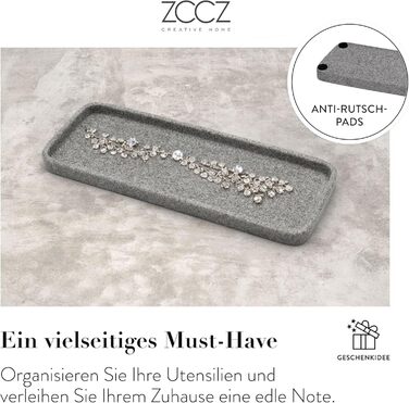 Набір для ванної кімнати ZCCZ – 4 предмети: тримач для зубних щіток, дозатор мила, мильниця та стакан для зубних щіток. Елегаторне зберігання косметики та декор з ефектом мармуру, білий колір (сірий мармур)