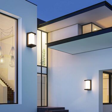 Klighten LED Outdoor Wall Light, IP65 Waterproof Outdoor Wall Light, 3000K, Rectangular Wall Light for Indoor and Outdoor, Terrace, Garden and More. (Black-high, 2 Pack)