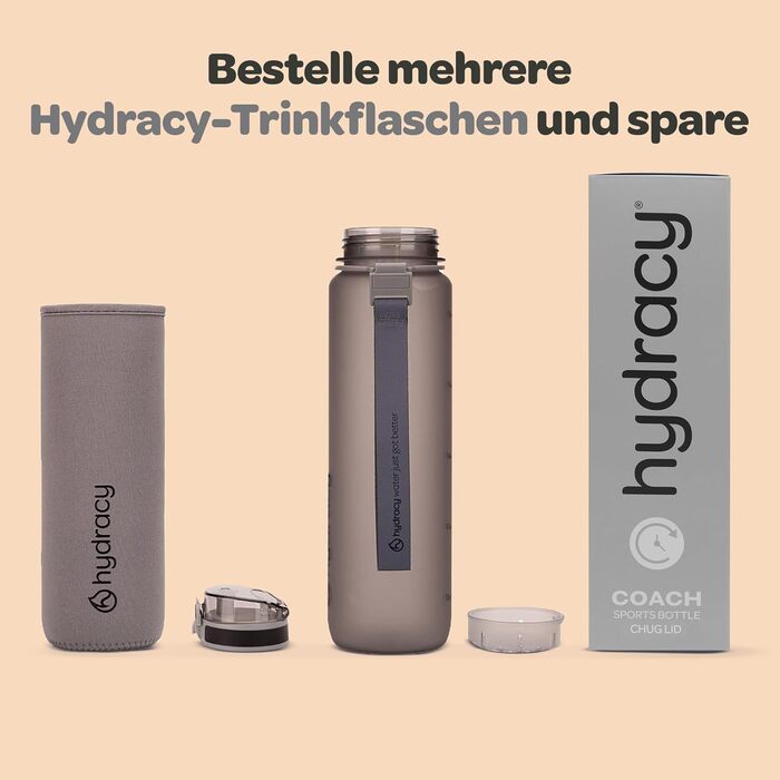Пляшка для води Hydracy з соломинкою та міткою часу 2л - Сріблясто-сіра - BPA-free, спортивна, герметична, без конденсату