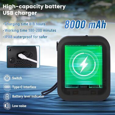 Портативна душ для кемпінгу Charmofun 8000mAh з насосом та фільтром, для подорожей, відпочинку, миття тварин
