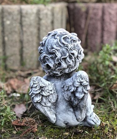 stoneandstyle Steinfigur Angel, little angel figurine, solid stone casting, frost and weather resistant up to -30°C