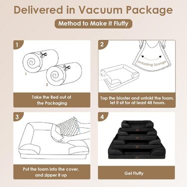 Ортопедичне ліжко для собак великих порід, 91x68 см, з Memory Foam, кошик для собак середніх порід, миється, водонепроникне, неслизьке, диванчик для собак з високим бортиком (104x69x17 см, чорний)