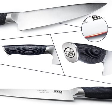 Ніж кухарський SHAN ZU 20 см з високоякісної нержавіючої сталі з ергономічною ручкою з дерева K133