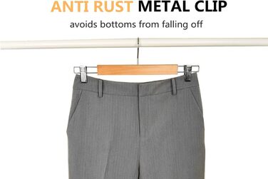 Дерев'яні вішалки для одягу Amber Home, 10 шт., 36 см, білі. Міцні, з антиковзними кліпсами та поворотним гачком. Підходять для штанів, шортів, спідниць, шкарпеток та нижньої білизни.