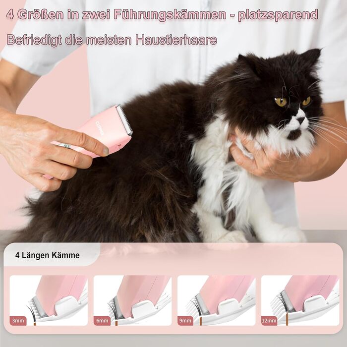 Професійна машинка для стрижки собак з густим хутром, бездротовий набір для грумінгу котів та собак, акумуляторна машинка для стрижки собак, котів, кроликів (Рожева)