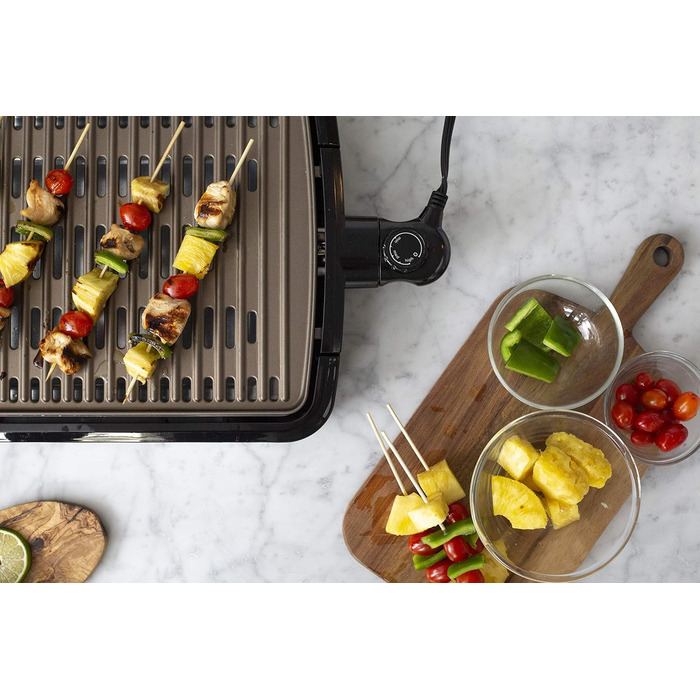 George Foreman Smokeless Grill - Indoor BBQ with Adjustable Temperature, Dishwasher-Safe Grill Plate, and Fat Tray