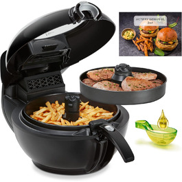 Аерофритюрниця Tefal ActiFry Genius XL 2в1, 1,7 кг, 9 програм, для 8 осіб, з мішалкою, без олії, чорна