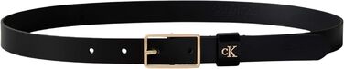 Ремінь жіночий Calvin Klein Square Buckle Loop 2,5 см з логотипом 110 Black (Чорний / Античне світле золото)