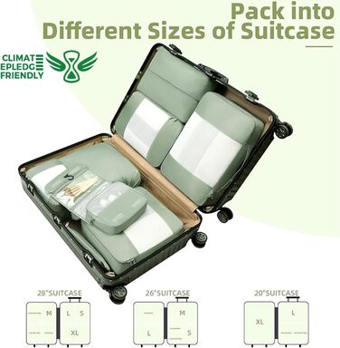 Набір органайзерів для подорожей BAGAIL (8 шт.) різних розмірів – Matcha Green