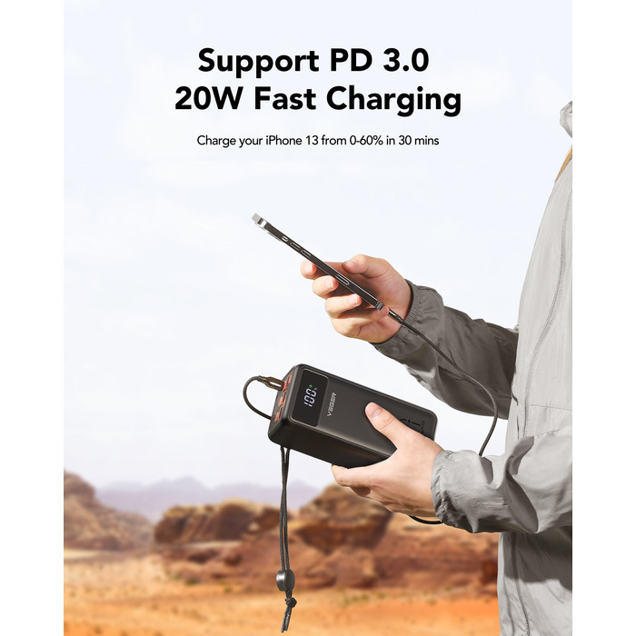 Потужний павербанк Veger Tank Lite (W5001) 50000 mAh, PD QC3.0 5A 22.5W, чорний