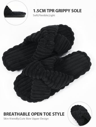 Жіночі домашні тапочки Star Vibe – м'які, теплі, чорні (38/39 EU)