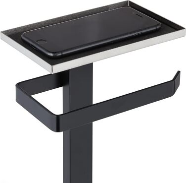 Набір для ванної кімнати Relaxdays: тримач туалетного паперу, щітка для туалету та підставка, полиця, срібно-чорний, 69x26x18 см