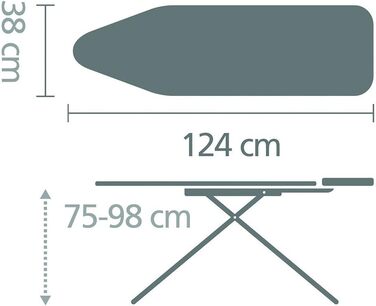 Гладильна дошка Brabantia Bügelbrett B для парогенераторів, 124 x 38 см, чорна