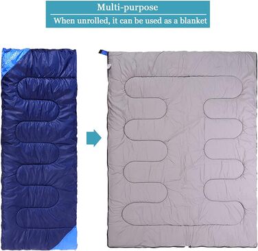 Сплячий мішок для дорослих та дітей – легкий, водонепроникний, зручний для весни, літа, осені – піші прогулянки, подорожі, кемпінг (королівський синій)