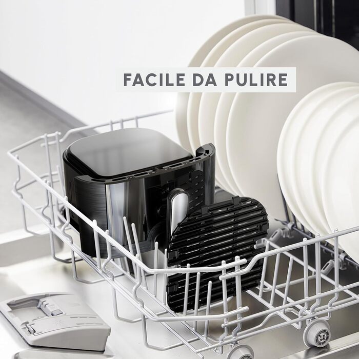 Аерофритюрниця Moulinex Dual Easy Fry 8,3 л, 7 програм, енергозбереження до 70%, подвійна чаша 5,2 л + 3,1 л, цифрове керування, книга рецептів, підходить для миття в посудомийній машині