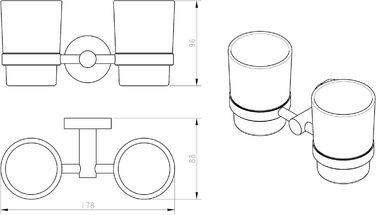Ambrosya Toothbrush Holder with Wall Mounting - Glass Cup Holder Toothbrush Holder Toothpaste Bath (Brushed Stainless Steel)