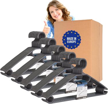 50 вешалок для одягу з поворотними гачками на 360 градусів, з переробленого пластику, чорного кольору, нековзні, економія місця, Made in EU. Блок для купівлі 50 шт. чорного кольору & Блок Hlkauf-block (50 шт. срібного кольору & Hlkauf-block)