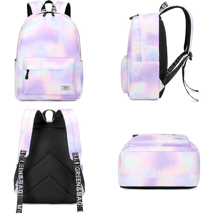 Рюкзак для дівчинки Mygreen Corduroy Retro з екошкіри, 14-дюймовий, зелено-ліловий