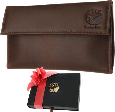 Golden Leaf Leather Tobacco Pouch | Elegant Leather Tobacco Bag with space for tobacco, filters, and a double pack of rolling papers | With an extra pocket for additional accessories | Rolling tobacco pouch for women & men