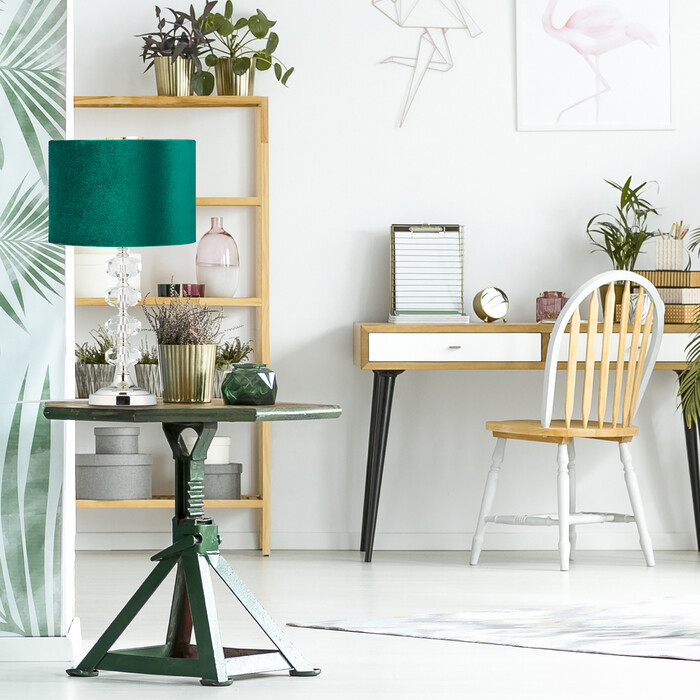 Relaxdays Table Lamp, Crystal and Velvet in Green